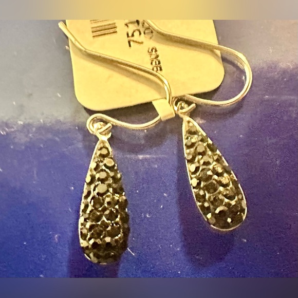 NWT Pave Crystal Teardrop Earrings in Sterling Silver. Available in Black - Picture 2 of 3